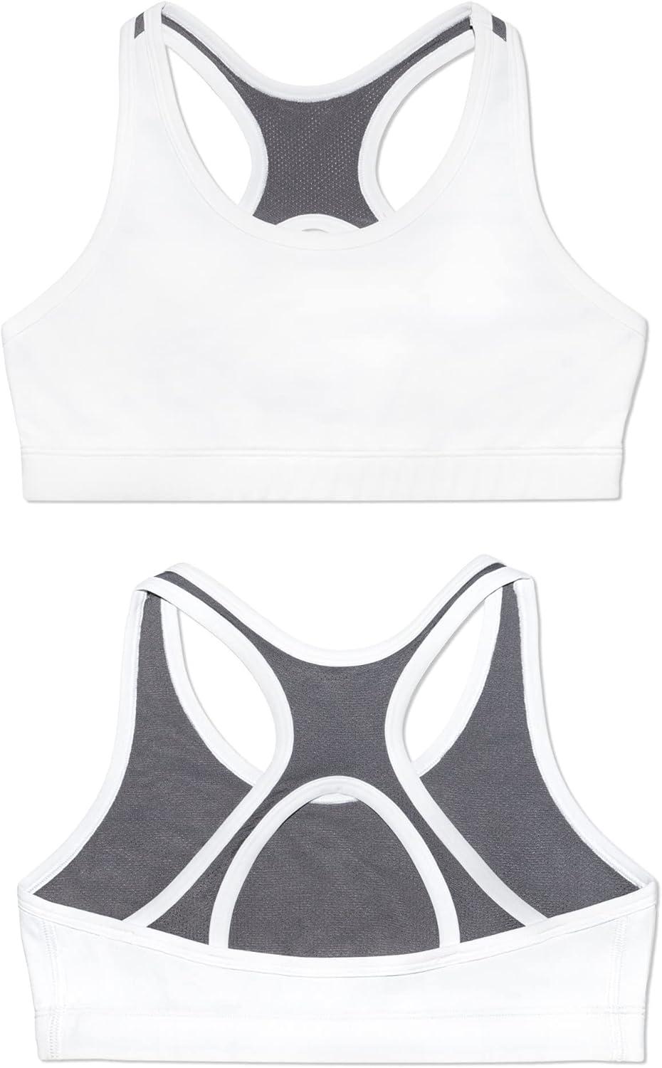 imageFruit of the Loom Girls Stay Dry Racerback Sports BraWhiteNeon Pink