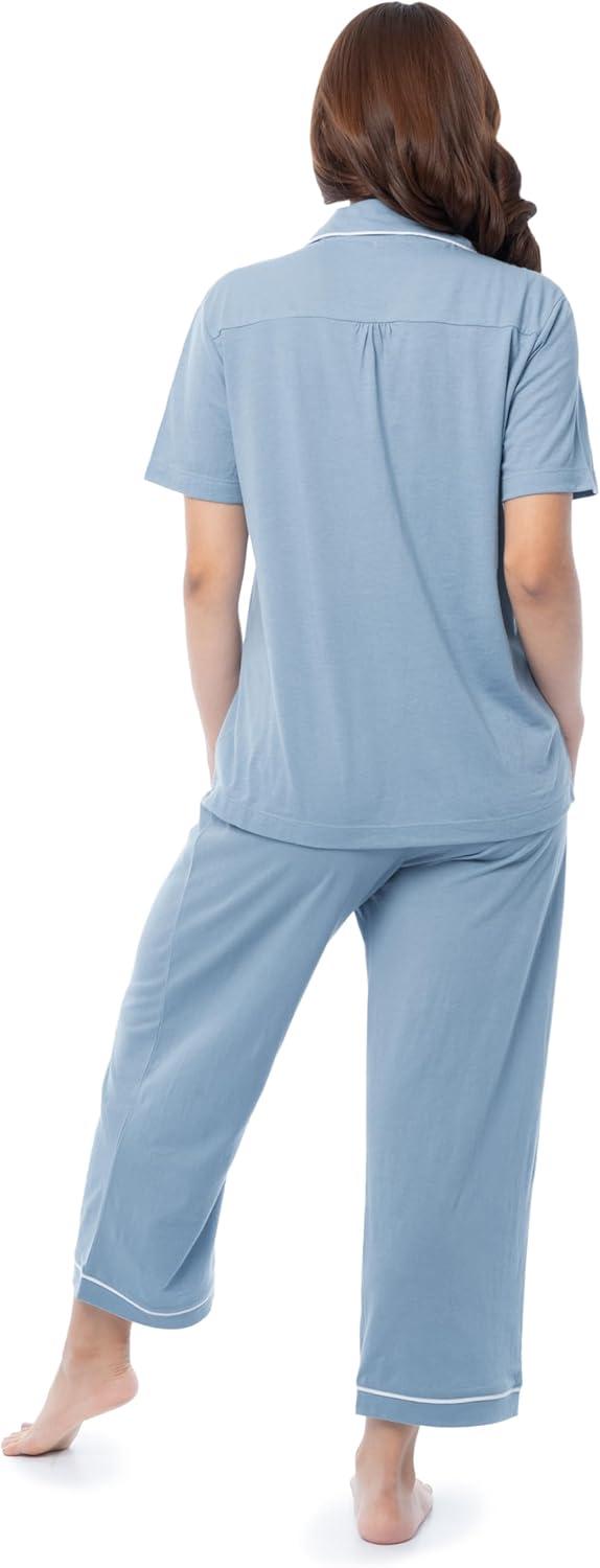 imageFruit of the Loom Womens Pipped Button Down Sleep SetAshley Blue