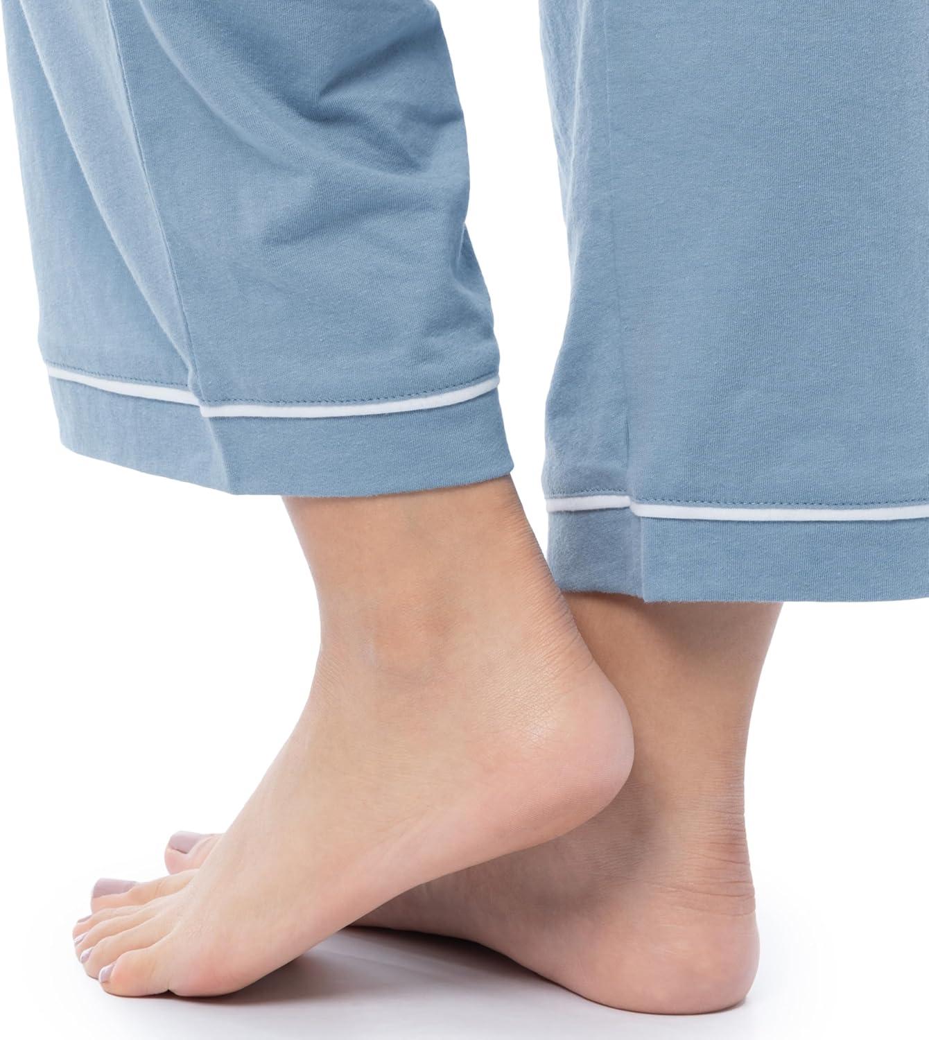 imageFruit of the Loom Womens Pipped Button Down Sleep SetAshley Blue