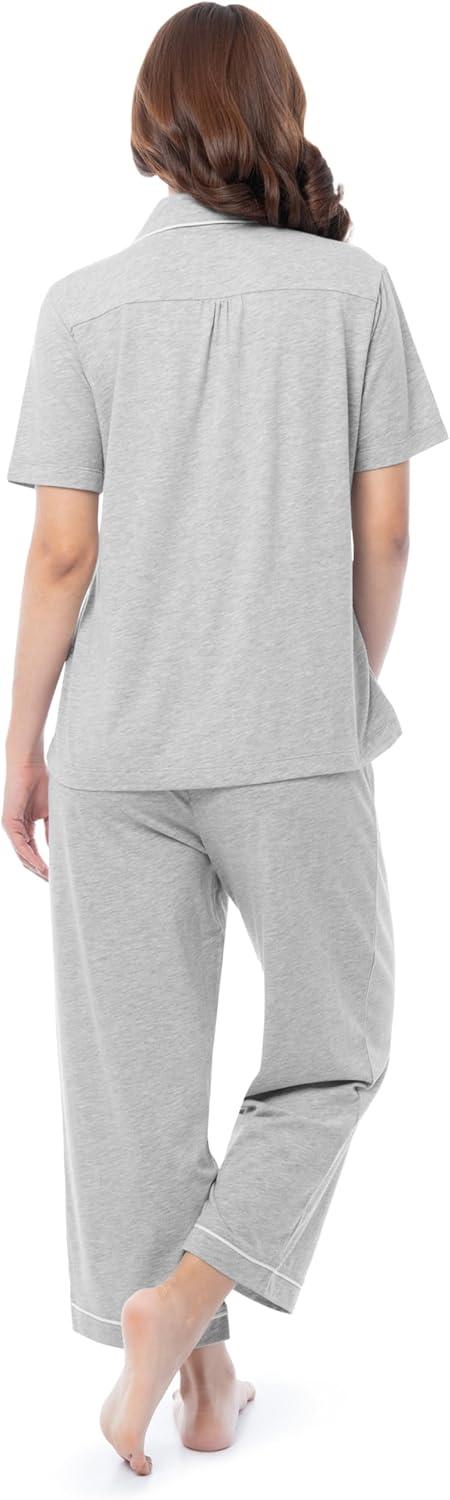 imageFruit of the Loom Womens Pipped Button Down Sleep SetLight Grey Heather