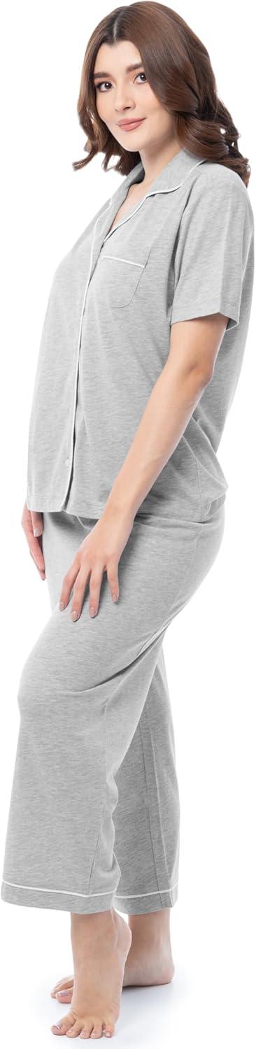 imageFruit of the Loom Womens Pipped Button Down Sleep SetLight Grey Heather