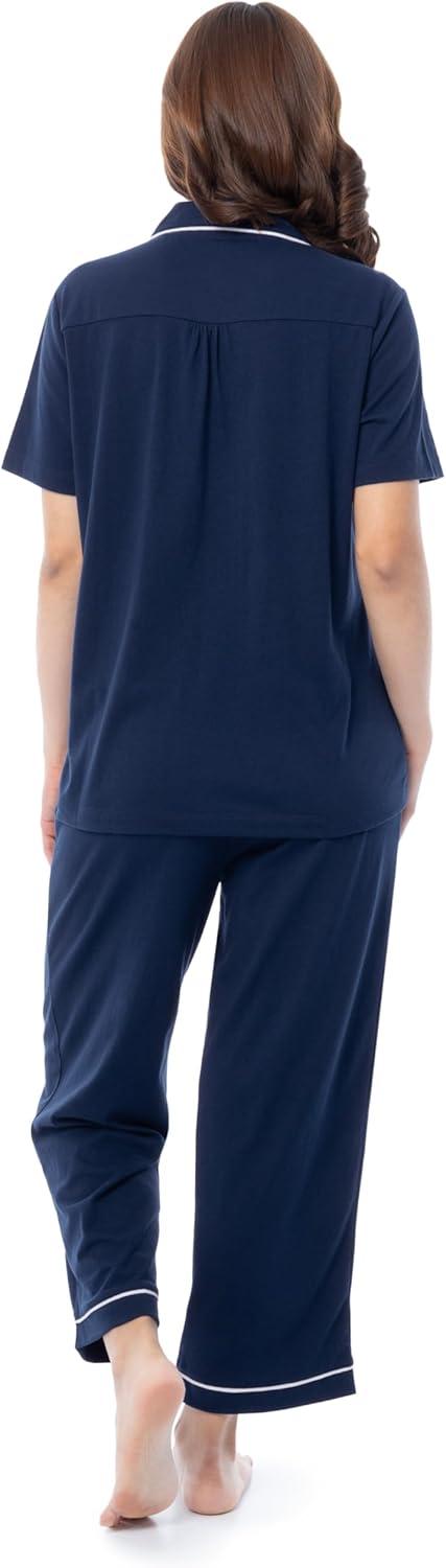 imageFruit of the Loom Womens Pipped Button Down Sleep SetNavy