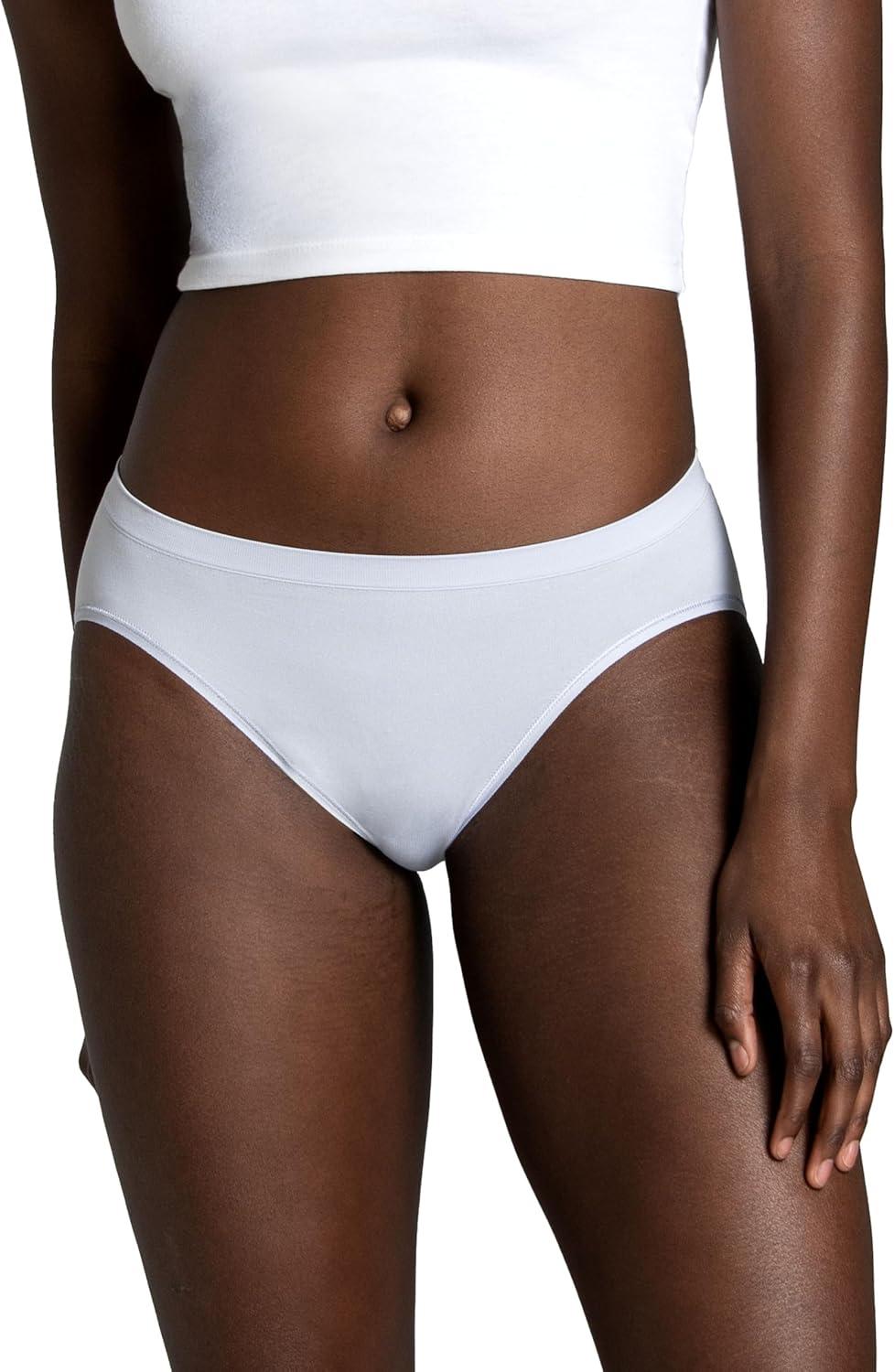 imageFruit of the Loom Womens Underwear Pima Cotton Blend Fabric Super Smooth Raw Cut EdgesBikini 6 Pack Assorted Color Neutrals