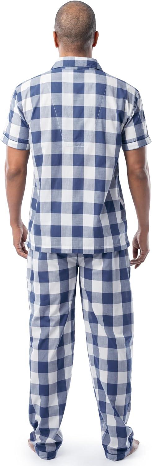 imageFruit of the Loom mens Extra Soft Woven Poplin Pajama Sleep SetBlue Check