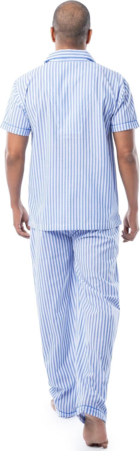 imageFruit of the Loom mens Extra Soft Woven Poplin Pajama Sleep SetBlue Stripe