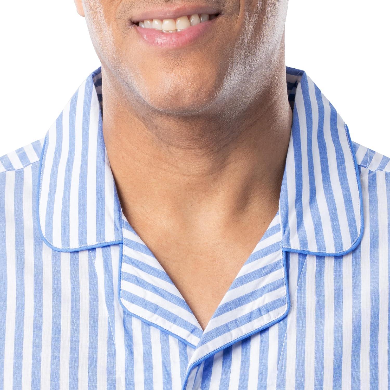 imageFruit of the Loom mens Extra Soft Woven Poplin Pajama Sleep SetBlue Stripe