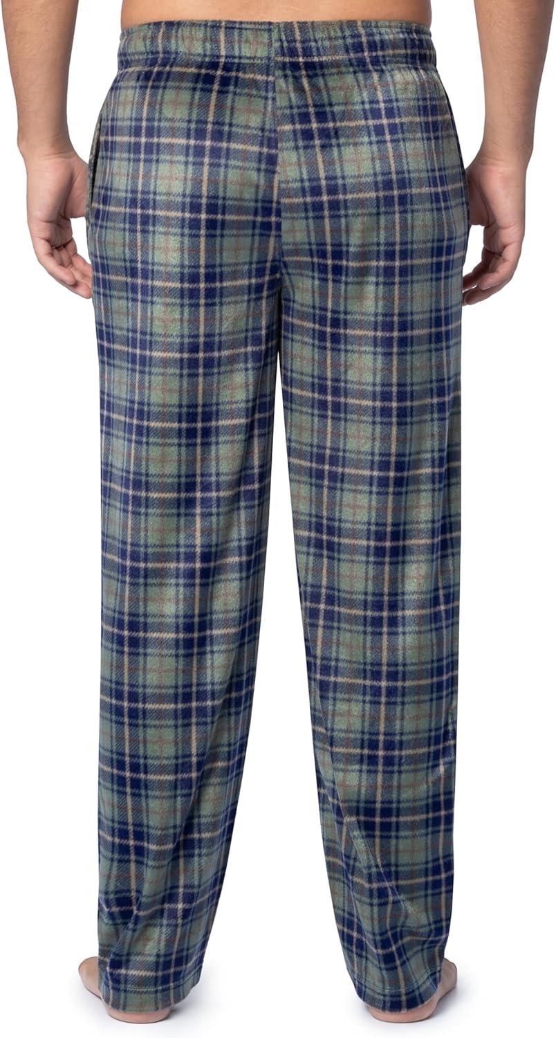 imageFruit of the Loom mens Microsuede Fleece Sleep Pajama Pants 2packNavyGreen Plaid