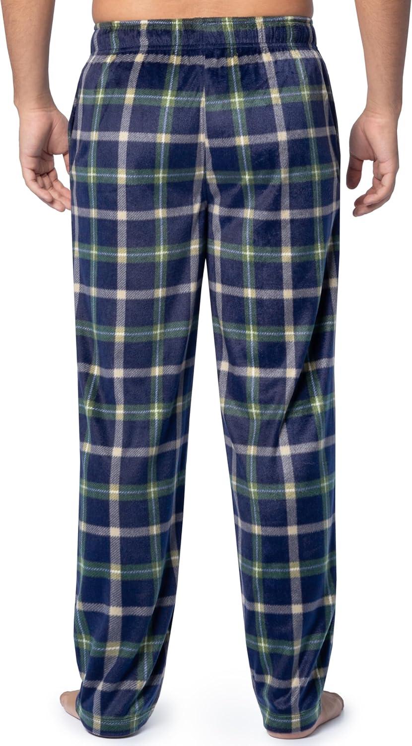 imageFruit of the Loom mens Microsuede Fleece Sleep Pajama Pants 2packNavyGreen Plaid