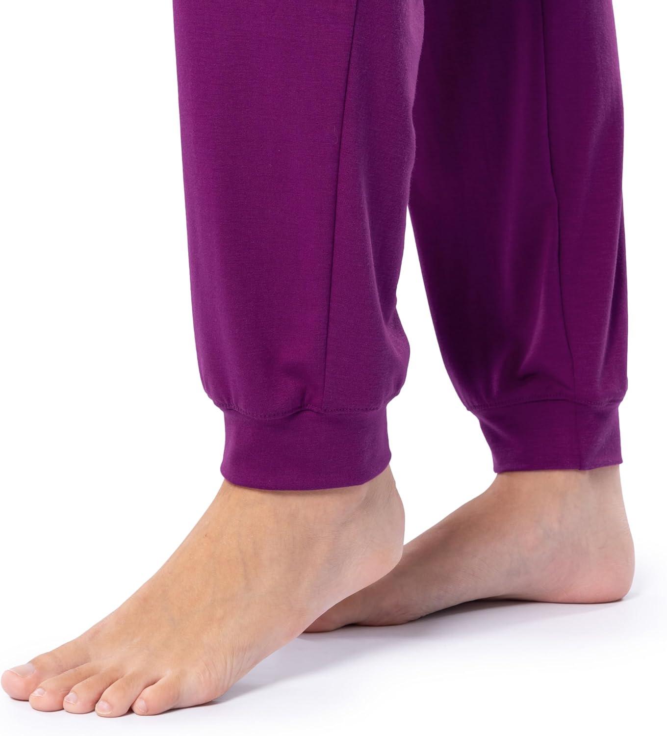 imageFruit of the Loom womens Breathable Short Sleeve Top and Jogger Pant Sleep Pajama SetBoysenberry