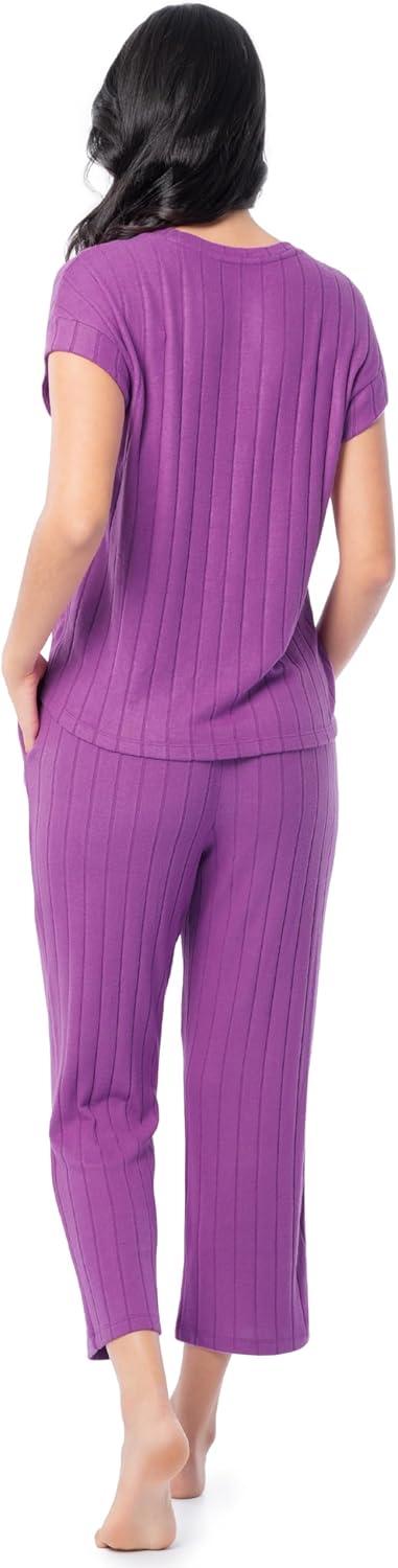 imageFruit of the Loom womens Dolman Sleeve and Cropped Pant Sleep SetFuchsia