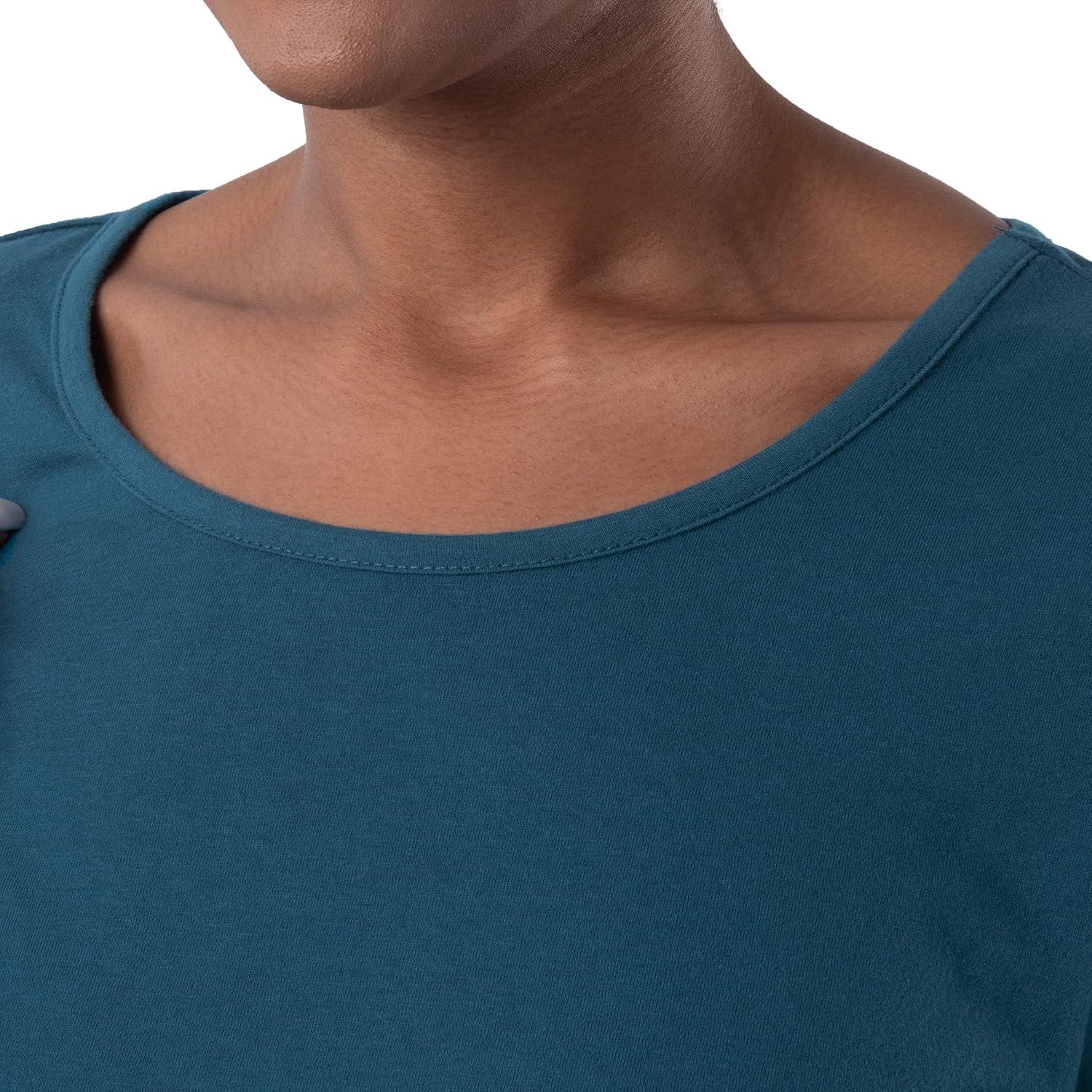 imageFruit of the Loom womens Sueded Jersey Crew Top and Fleece Pant Sleep SetMidnight BlueTartan Plaid