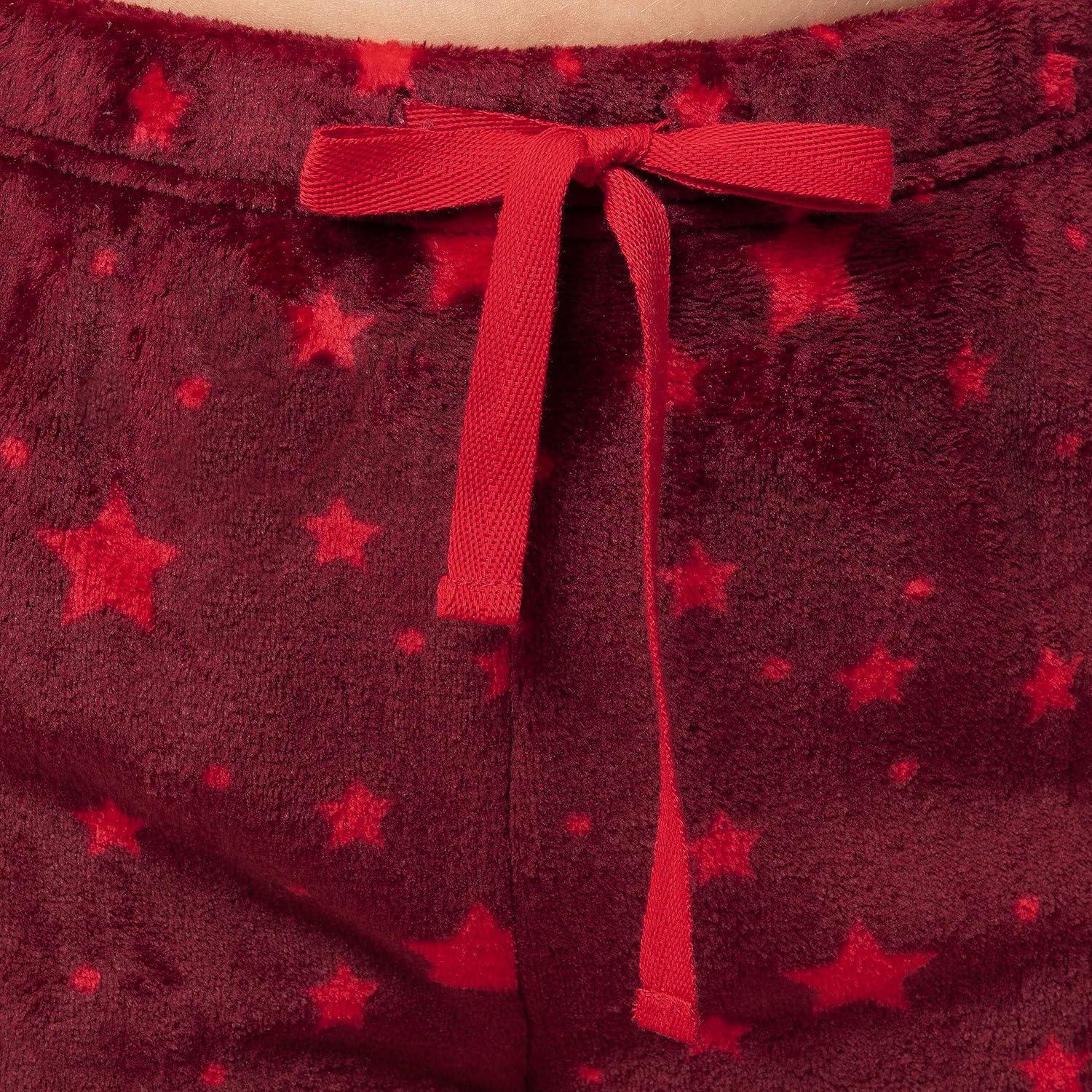 imageFruit of the Loom womens Sueded Jersey Crew Top and Fleece Pant Sleep SetRedStarry Sky