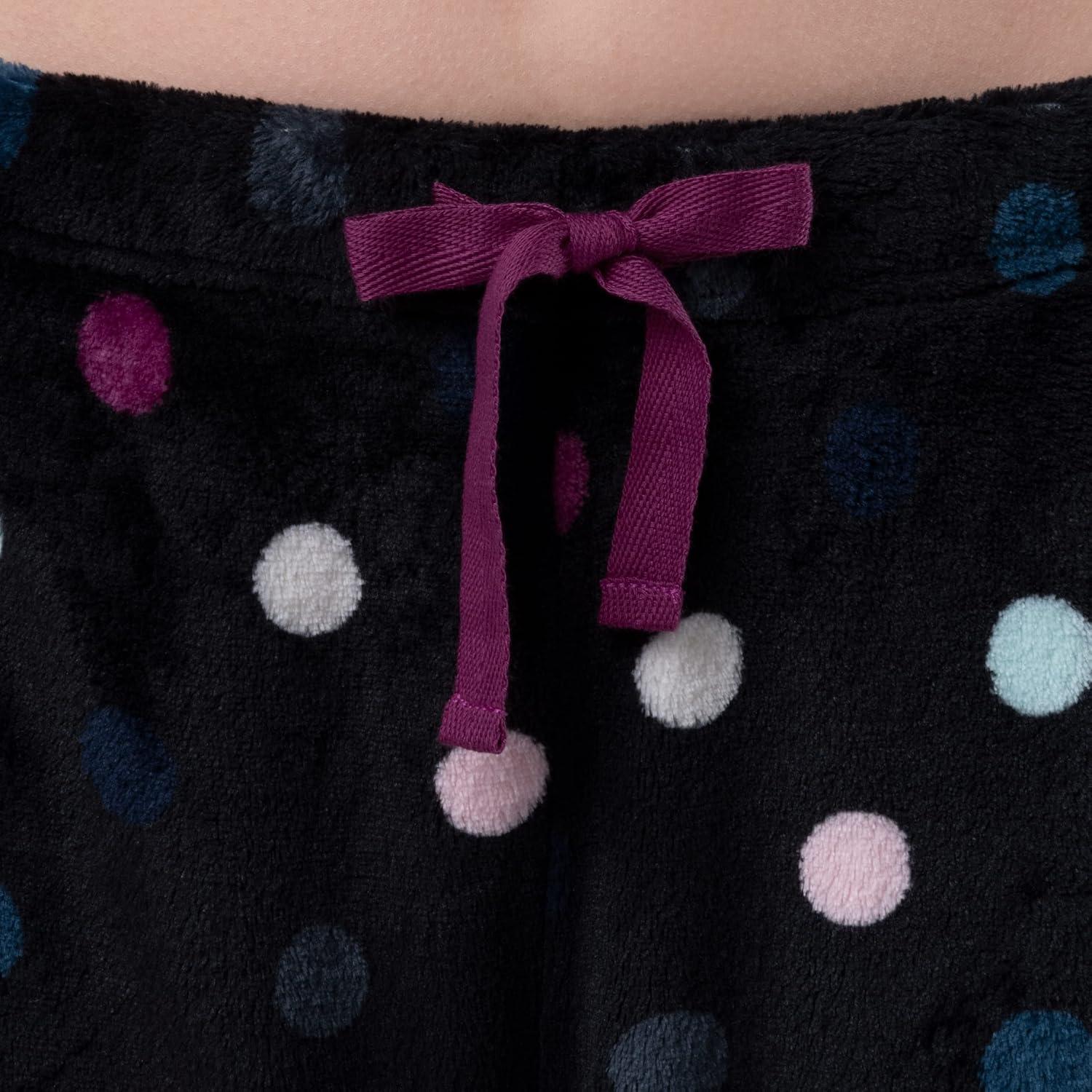 imageFruit of the Loom womens Sueded Jersey Crew Top and Fleece Pant Sleep SetRoyal BerryMulti Dots