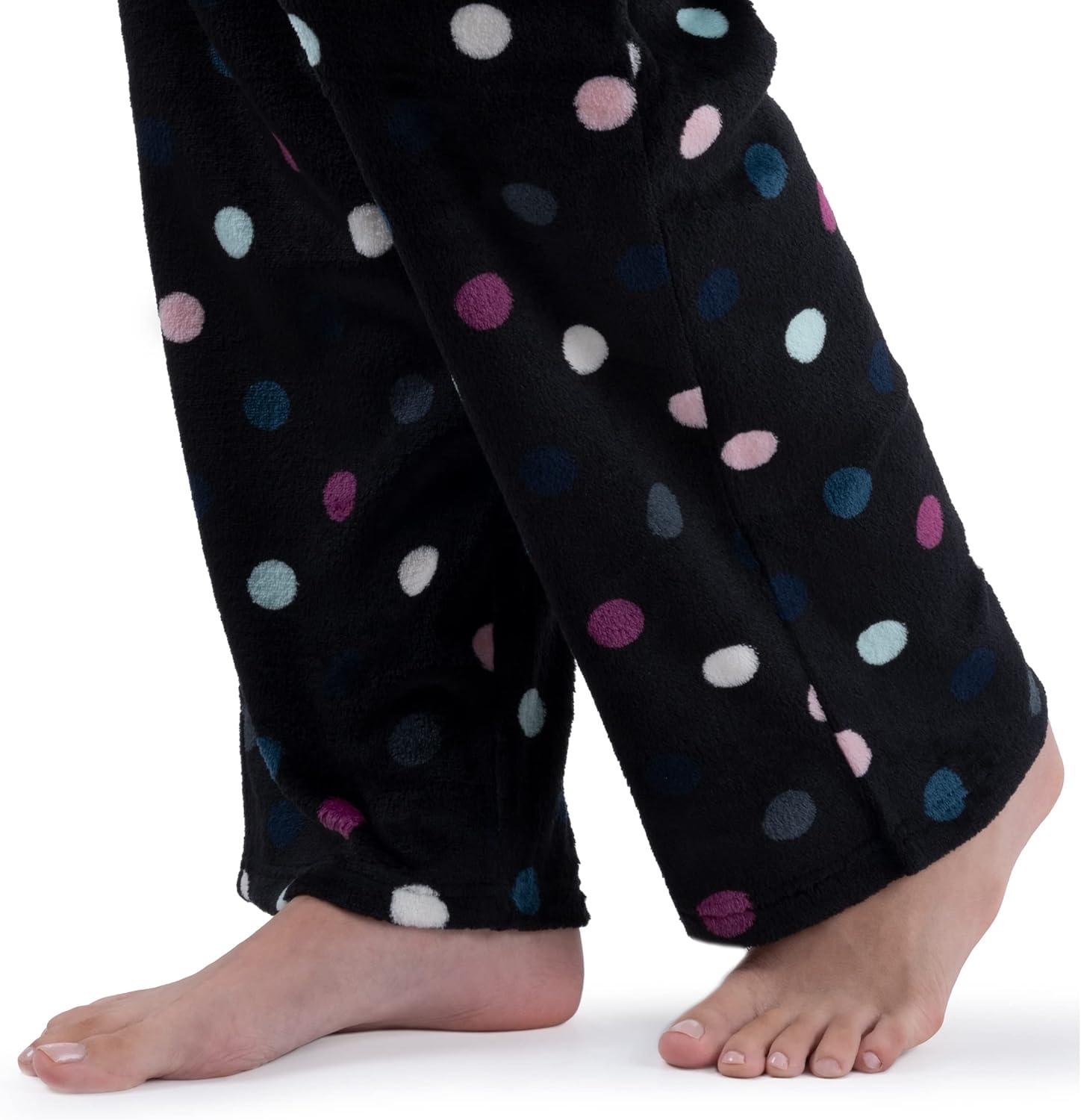 imageFruit of the Loom womens Sueded Jersey Crew Top and Fleece Pant Sleep SetRoyal BerryMulti Dots