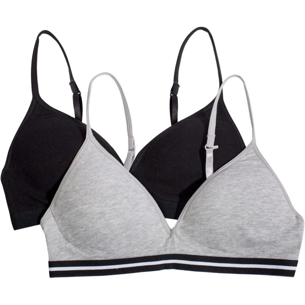 imageFruit of the Loom Girls 2Pack Seamless Soft Cup Bras Lightweight ampamp Gentle SupportHeather GreyBlack Hue