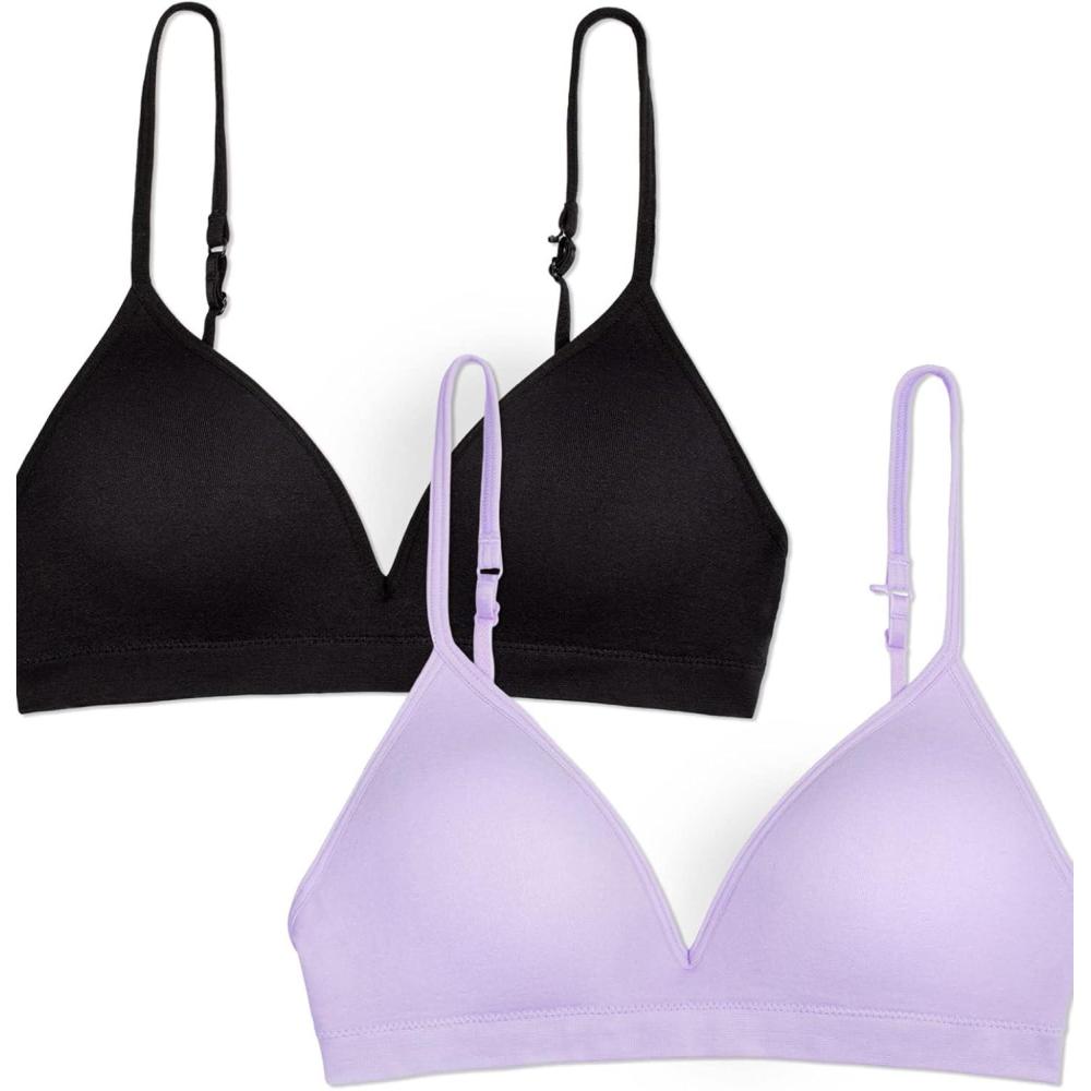 imageFruit of the Loom Girls 2Pack Seamless Soft Cup Bras  Lightweight ampamp Gentle SupportLilac WhisperBlack Hue