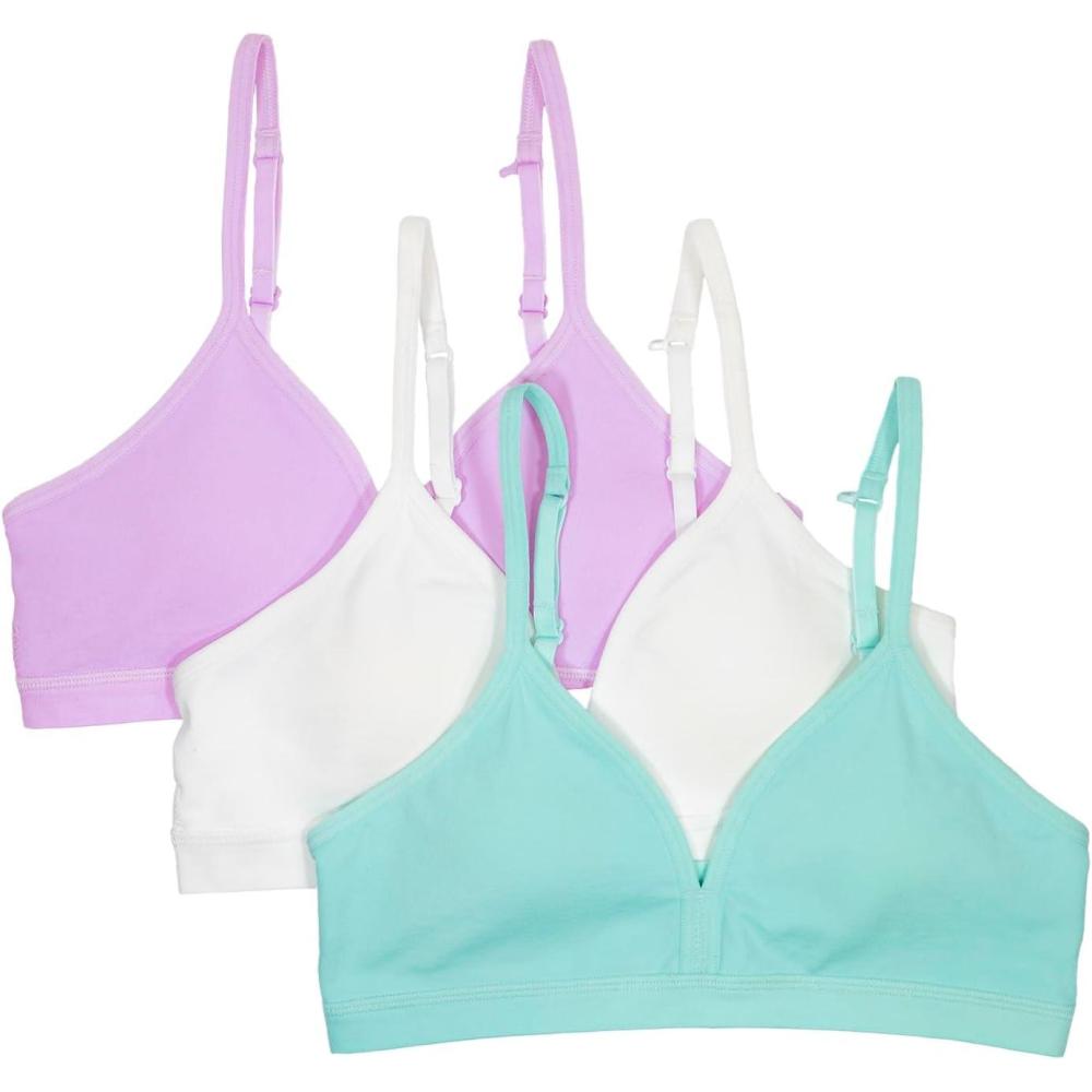 imageFruit of the Loom Girls Soft and Smooth Training BraAruba BlueStellar OrchidWhite
