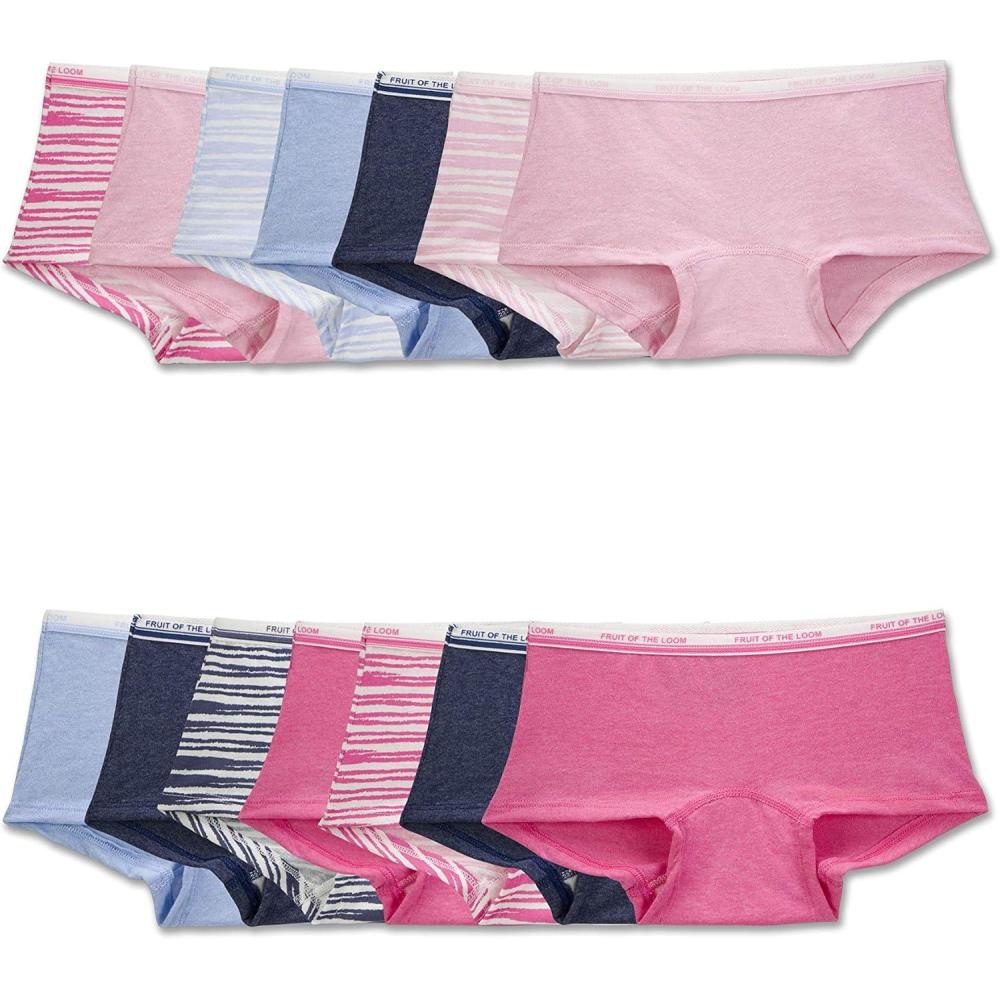 imageFruit of the Loom girls Cotton Boyshort Underwear14 Pack Fashion Assorted