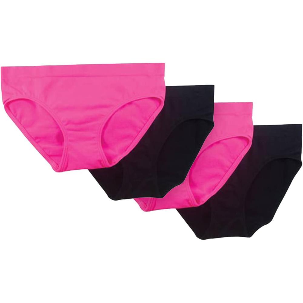 imageFruit of the Loom girls Stretch Seamless Bikini BriefsNeon PinkBlack Hue 4pack