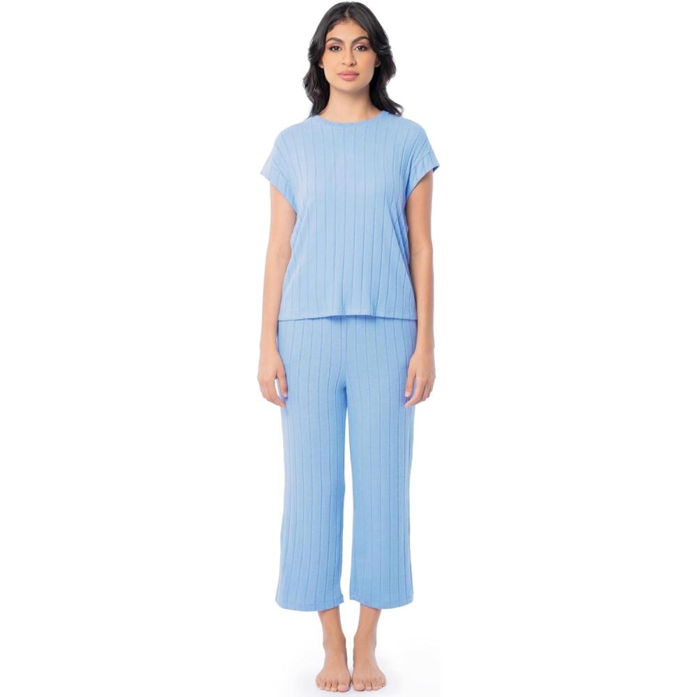 imageFruit of the Loom womens Dolman Sleeve and Cropped Pant Sleep SetUrban Blue