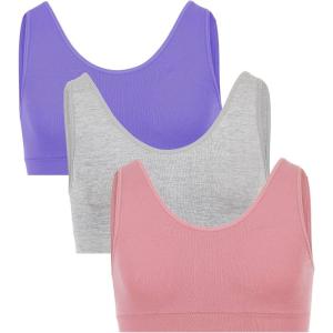 Fruit of The Loom Girls Seamless Stretch Sports Bra(Bz Lilac/Lilas/Light Grey Heather)