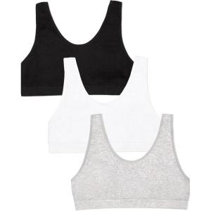 Fruit of The Loom Girls Seamless Stretch Sports Bra(Grey Heather/White/Black)