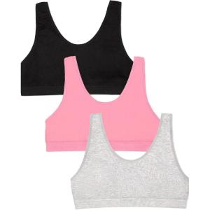 Fruit of The Loom Girls Seamless Stretch Sports Bra(Neon Pink/Black Hue/Grey Heather)