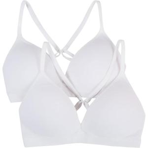 Fruit of the Loom Girls’ 2-Pack Seamless Soft Cup Bras – Lightweight & Gentle Support(White/White)