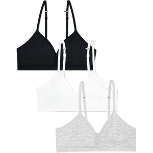 Fruit of the Loom Girls Soft and Smooth Training Bra(Black Hue/White/Grey Heather)
