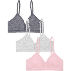 Fruit of the Loom Girls Soft and Smooth Training Bra(Blush Rose/Grey Heather/Charcoal Heather)