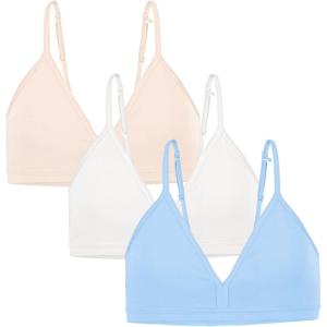 Fruit of the Loom Girls Soft and Smooth Training Bra(Deja Blue/Lt Nude/White)