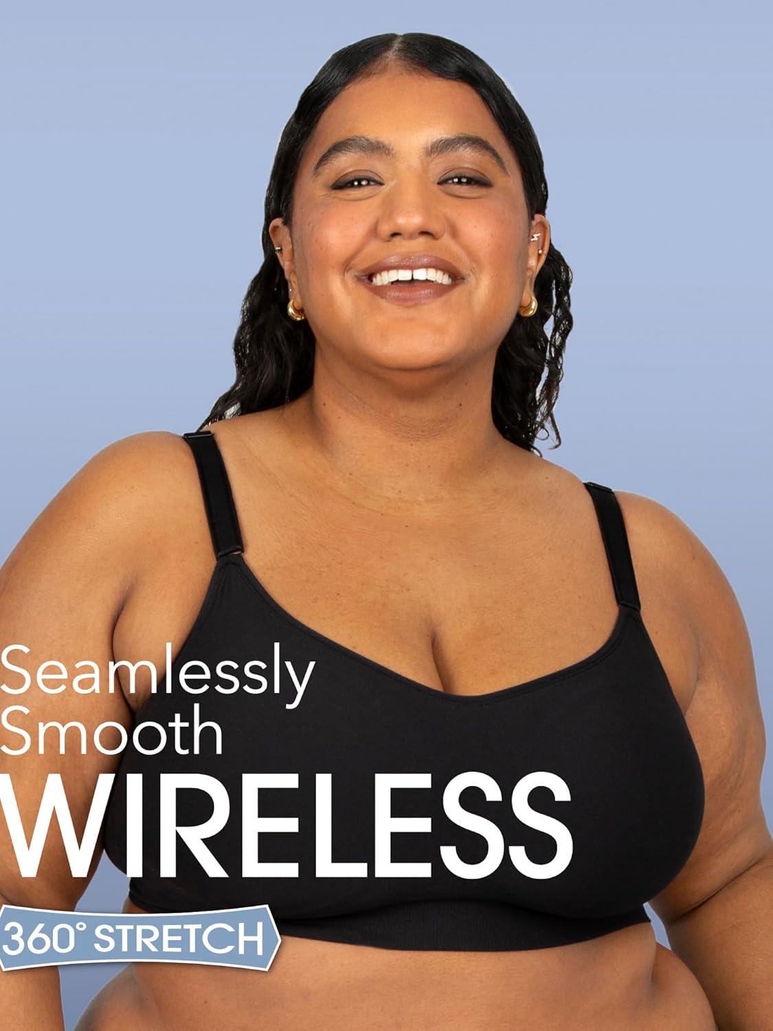 imageFruit of The Loom Womens AllDay 360 Stretch Wireless Bra Seamless DesignBlack HueLilac Whisper