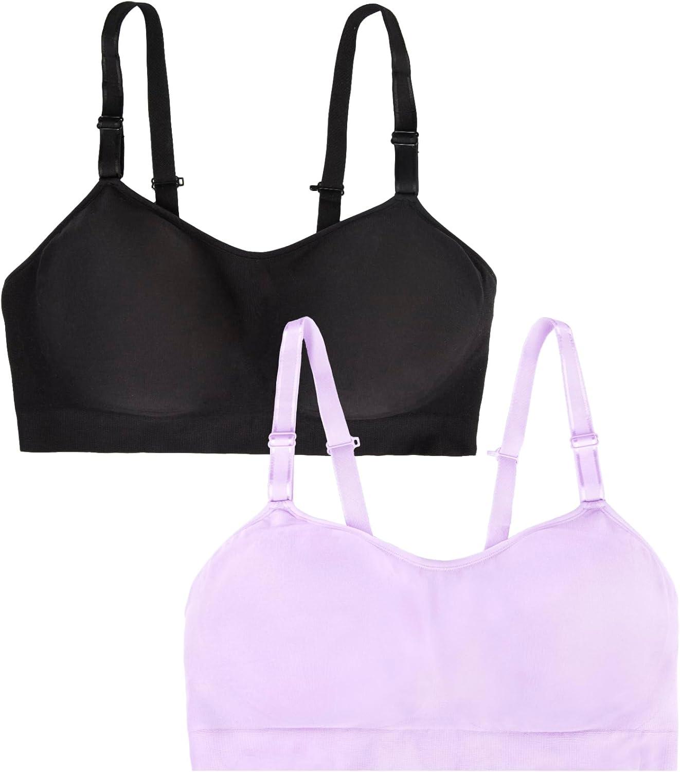 imageFruit of The Loom Womens AllDay 360 Stretch Wireless Bra Seamless DesignBlack HueLilac Whisper