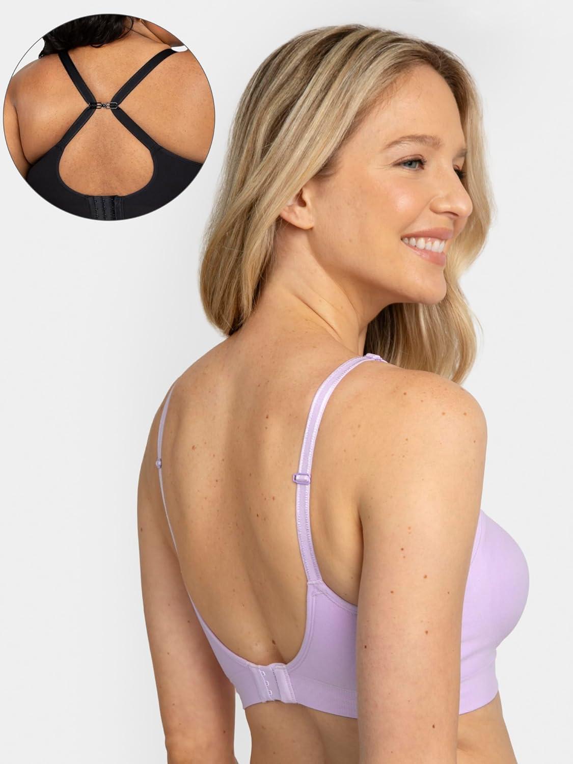 imageFruit of The Loom Womens AllDay 360 Stretch Wireless Bra Seamless DesignBlack HueLilac Whisper