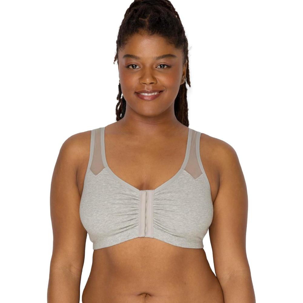 imageFruit of The Loom Womens Comfort Front Close Sport Bra with Mesh StrapsHeather Grey
