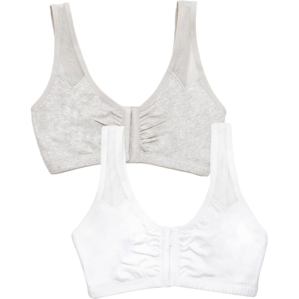 imageFruit of The Loom Womens Comfort Front Close Sport Bra with Mesh StrapsHeather GreyWhite