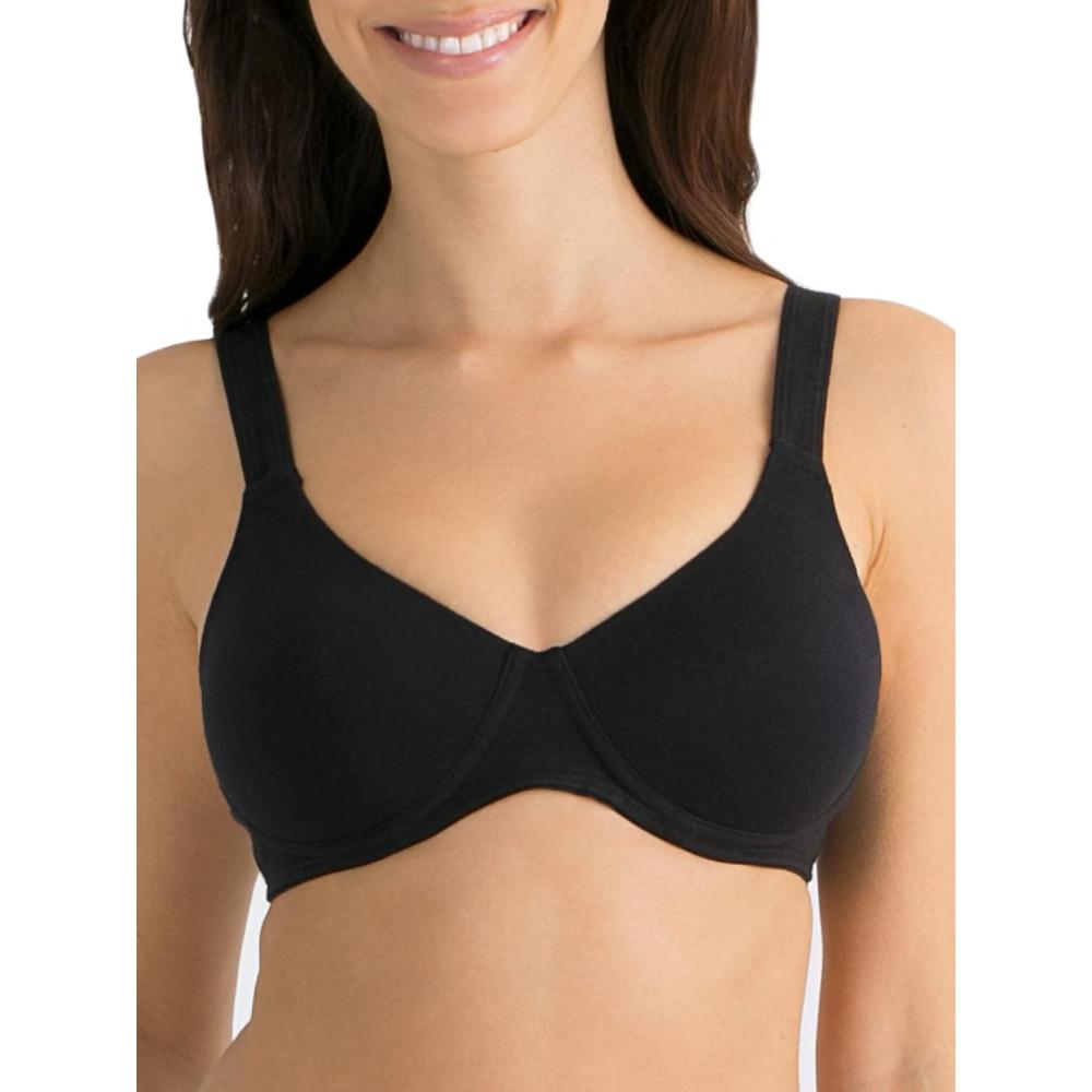 imageFruit of The Loom Womens Full Coverage AntiGravity Bra WireFree Cotton for Ultimate ComfortBlack Hue