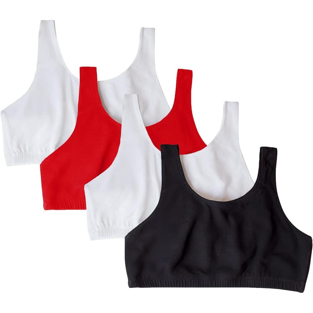 imageFruit of The Loom Womens MultiPack Tank Top Style Sports BraBlackWhtWhtRed