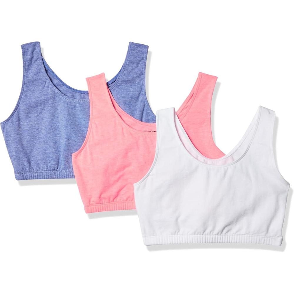 imageFruit of The Loom Womens MultiPack Tank Top Style Sports BraHeather BluePopsicle PinkWhite