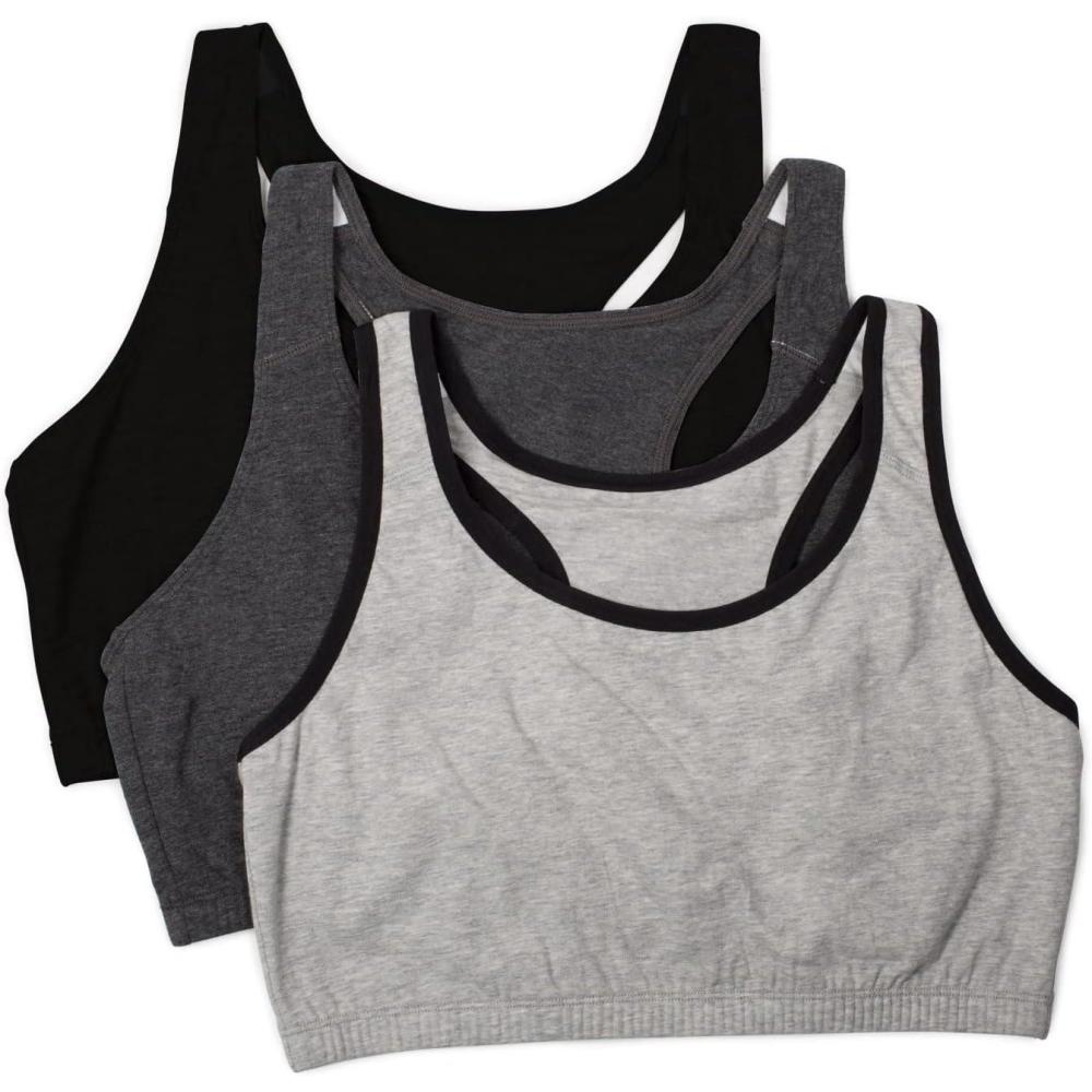 imageFruit of The Loom Womens MultiPack Tank Top Style Sports BraHeather Grey With BlackCharcoalBlack