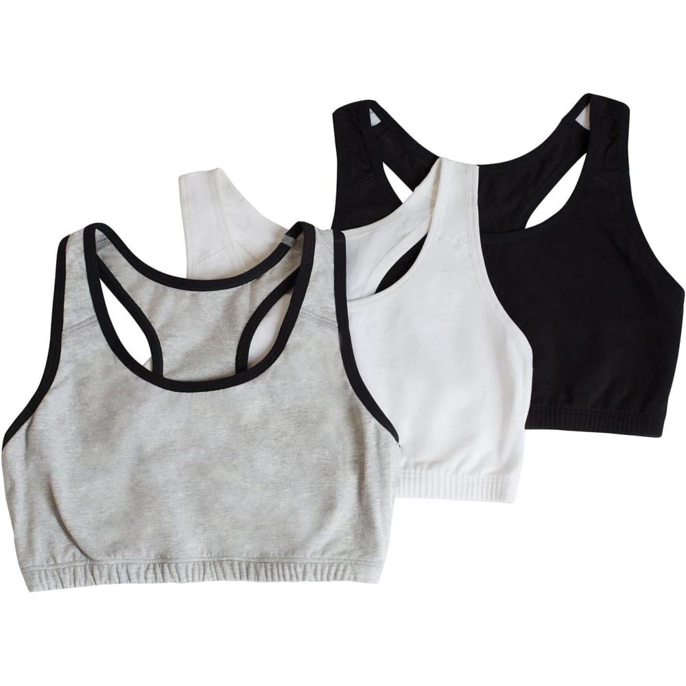 imageFruit of The Loom Womens MultiPack Tank Top Style Sports BraHeather Grey With BlackWhiteBlack