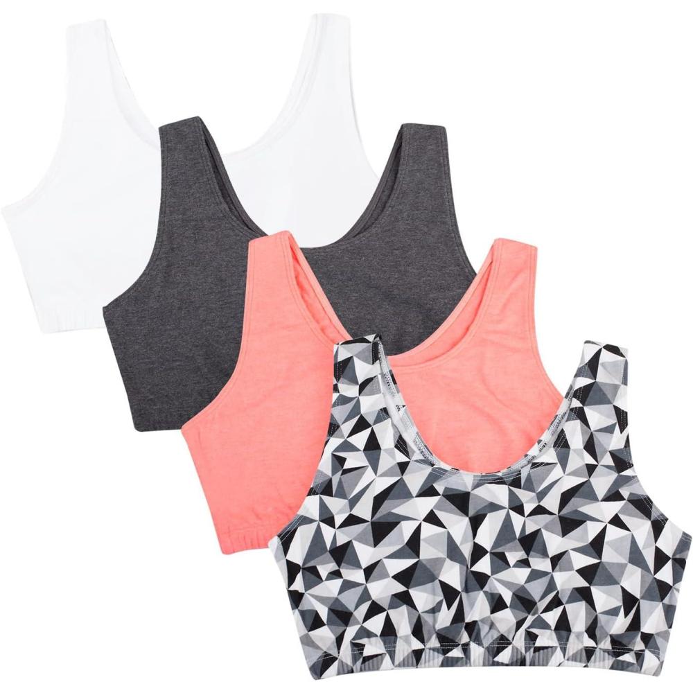 imageFruit of The Loom Womens MultiPack Tank Top Style Sports BraKaleidescopeCharcoal HeatherPunchy PeachWhite