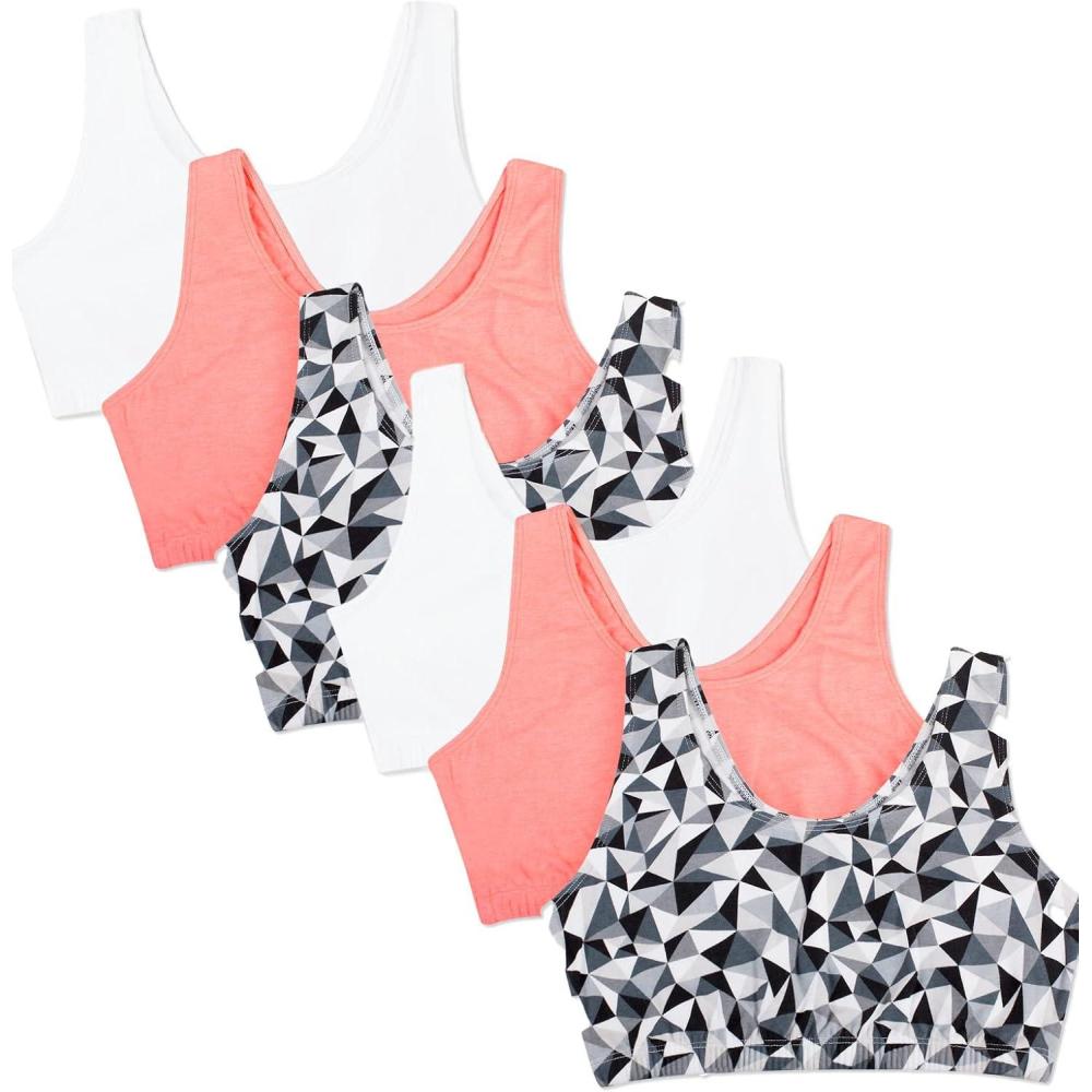 imageFruit of The Loom Womens MultiPack Tank Top Style Sports BraKaleidoscopeKaleidoscopeWhiteWhitePunchy PeachPunchy Peach