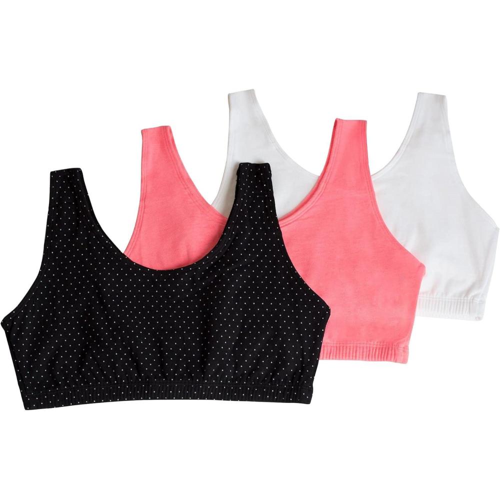 imageFruit of The Loom Womens MultiPack Tank Top Style Sports BraPin DotPopsicle PinkWhite