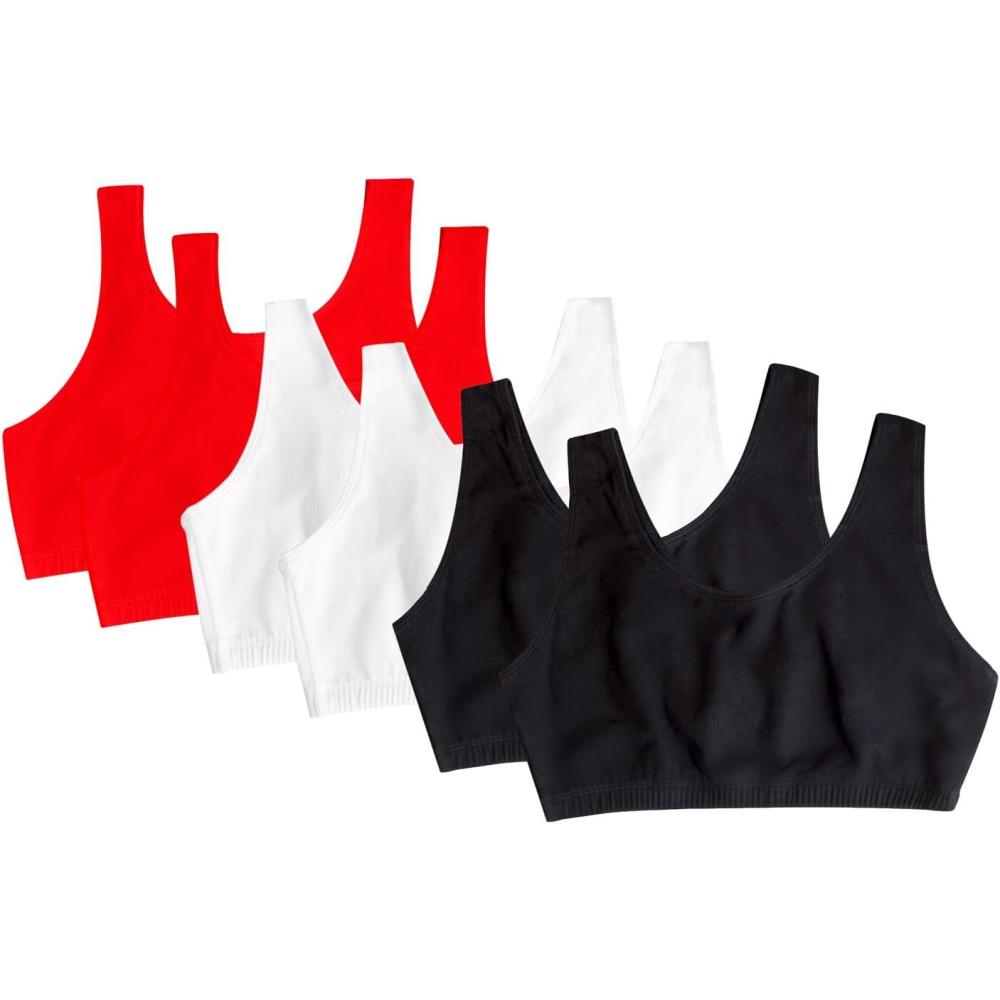 imageFruit of The Loom Womens MultiPack Tank Top Style Sports BraRed Hot White Red