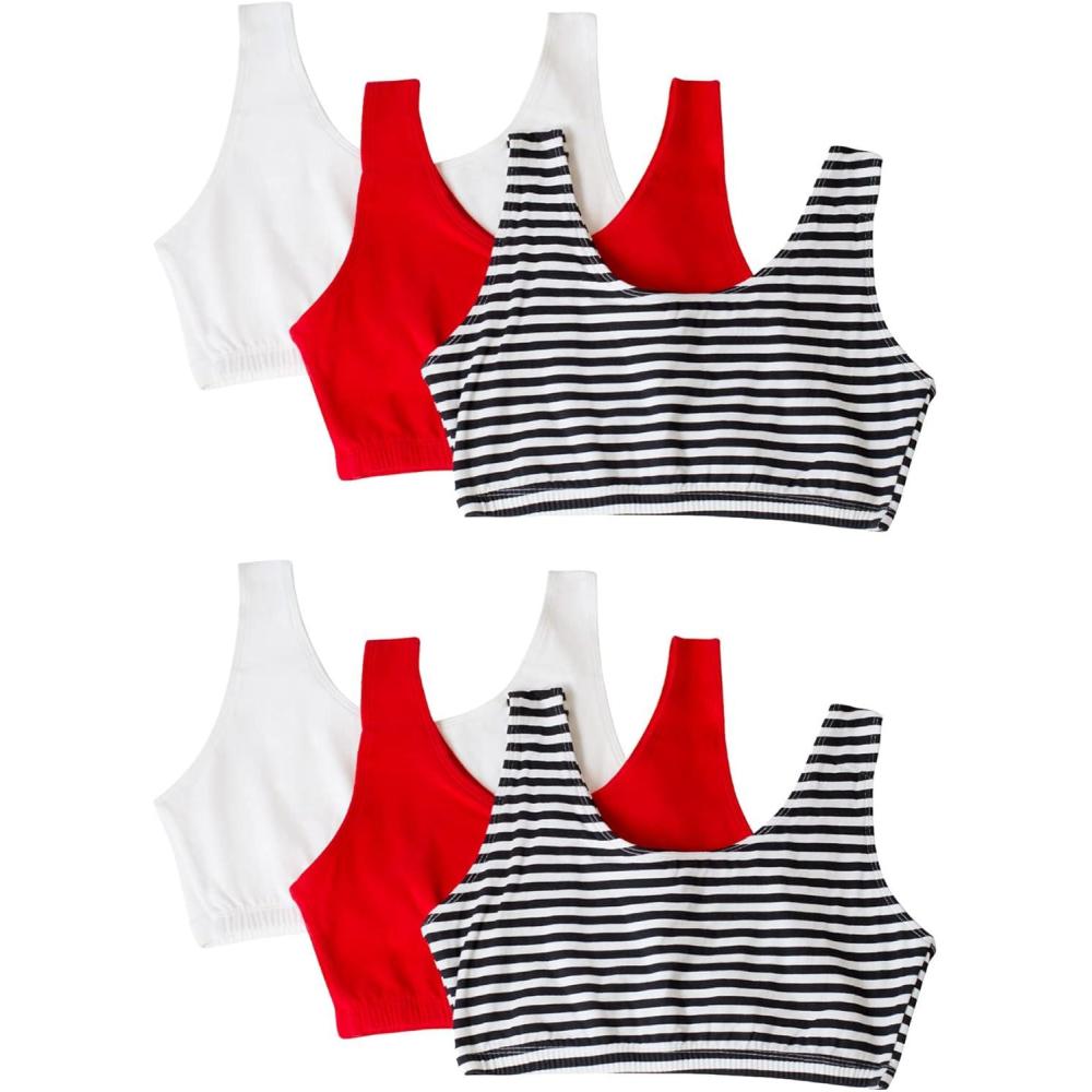imageFruit of The Loom Womens MultiPack Tank Top Style Sports BraSkinny StripeSkinny StripeWhiteWhiteRed HotRed Hot