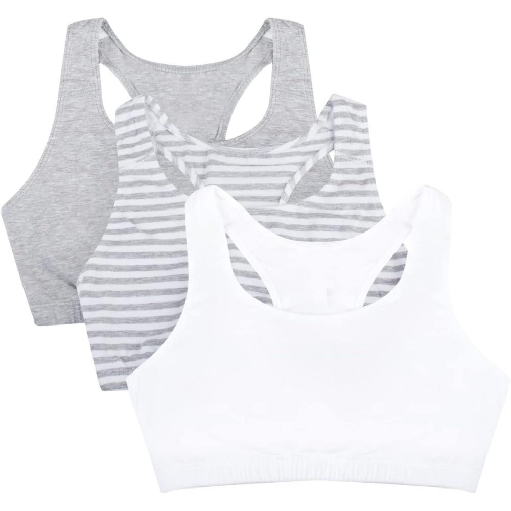 imageFruit of The Loom Womens MultiPack Tank Top Style Sports BraSkinny StripeWhiteHeather Grey