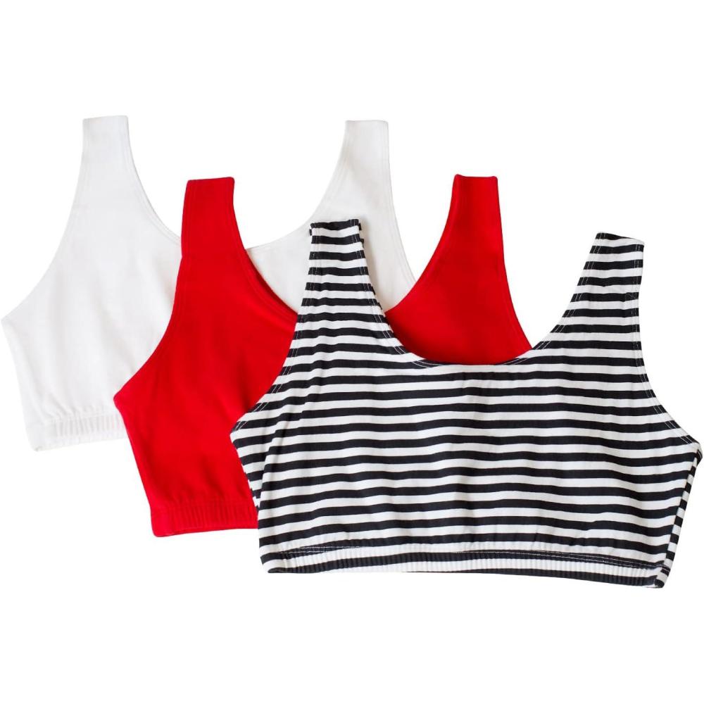 imageFruit of The Loom Womens MultiPack Tank Top Style Sports BraSkinny StripeWhiteRed Hot