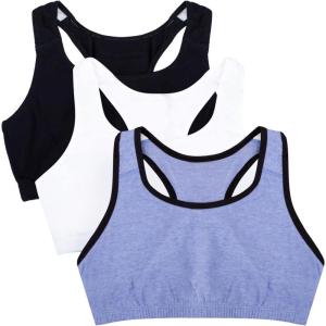 Fruit of The Loom Women’s Multi-Pack Tank Top Style Sports Bra(Blue Gem Heather With Black/White/Black Hue)