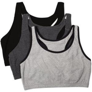 Fruit of The Loom Women’s Multi-Pack Tank Top Style Sports Bra(Heather Grey With Black/Charcoal/Black)